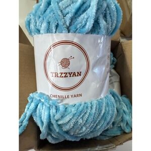 TRZZYAN Soft Chenille Velvet Yarn 100 g Skein Baby Blue Chunky Crochet & Knittin